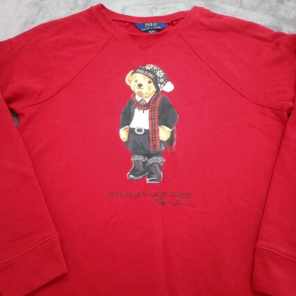 Polo Ralph Lauren Dress Kids XL Red Polo Bear Cotton Blend Preppy‎ Classic